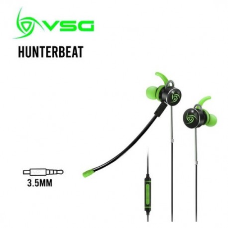 Audifonos Gamer con Microfono Desmontable VSG Hunterbeat VG-EP442 3.5MM Negro/ Verde