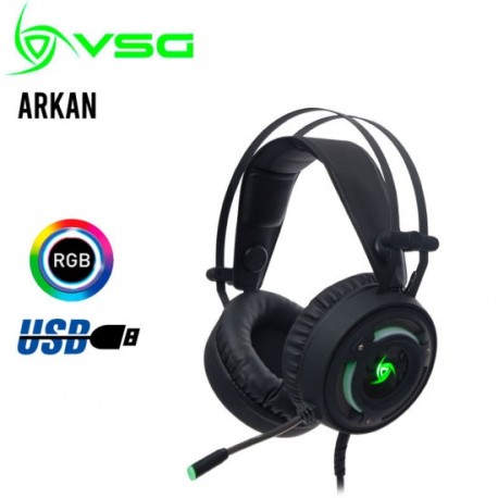 Diadema con Microfono Gamer VSG Arkan VG-H918-7.1 RGB/ Alambrico/ USB/ Color Negro