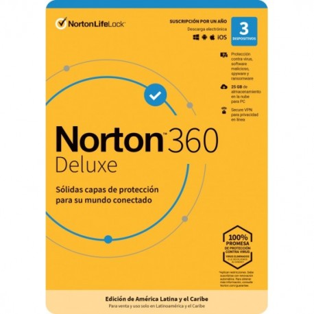 Antivirus Norton 360 Deluxe Total Security 3 Usuarios/ 1 Año/ Descarga Digital, 21404369