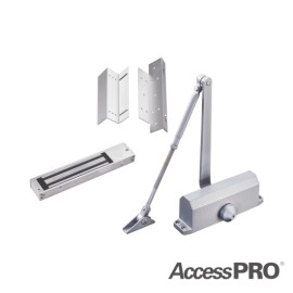 Kit para control de acceso Accesspro chapa magnética de 600LBS / montajes L y Z / cierra puerta para 45-65kg, ACCESSKIT600N