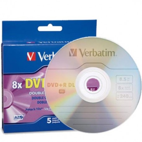 5 piezas DVD+R DL doble capa 8.5GB 8X Verbatim 95311