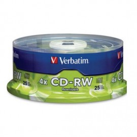 25 piezas de CD-RW Verbatim 95169, 80MIN/700MB/12X en torre