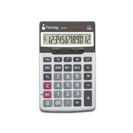 Calculadora Nextep NE-188 12 Dígitos Cubierta Metálica Semiescritorio BAT/SOL